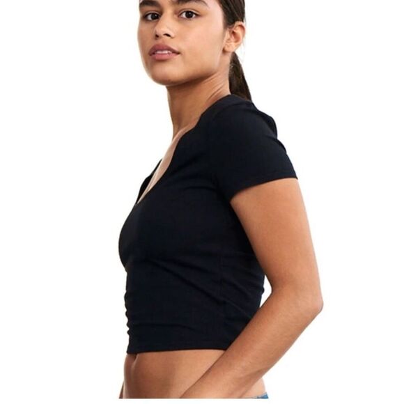 ✨Groceries Apparel Organic Cotton Grey/Blue Crop Sz Small T-Shirt✨ - Picture 3 of 9